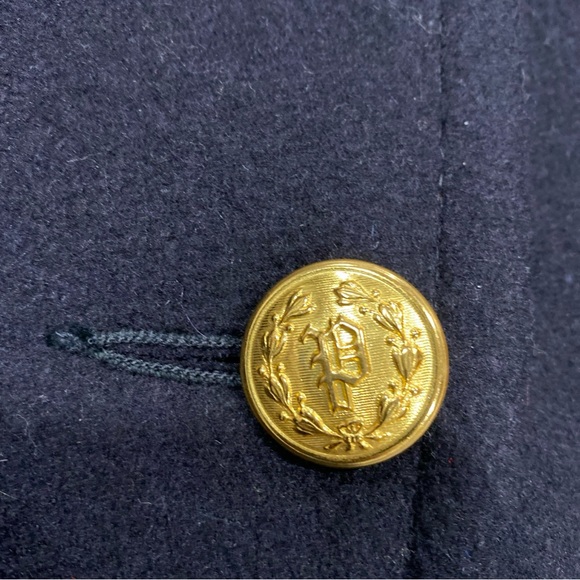 Vintage Men’s Heavy Wool Lined Pea Coat Double Breasted Brass/Plastic Buttons L - Picture 6 of 15